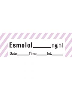 Anesthesia Tape with Date, Time & Initial (Removable) Esmolol mg/ml 1/2" x 500" - 333 Imprints - White with Violet - 500 Inches per Roll