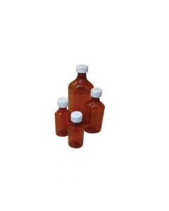 Bottle with Child-Resistant Cap Plastic 12 oz Amber 100 per Box