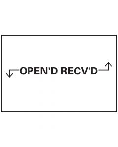 Label Compatible with CS-2 Guns Paper Permanent Opend Recvd 1" Core 15/16"x5/8" White 1000 per Roll, 24 Rolls per Box