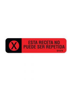 Communication Label (Paper, Permanent) Esta Receta No 1 9/16" x 3/8" Red - 500 per Roll, 2 Rolls per Box