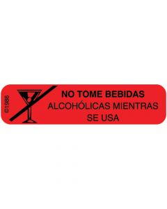 Communication Label (Paper, Permanent) No Tome Bebidas 1 9/16" x 3/8" Red - 500 per Roll, 2 Rolls per Box