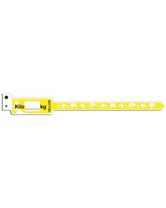 KangaBand® Write-on Wristband Poly 1"x10 1/4" Pediatric Yellow with Black Imprint - 250 per Box 