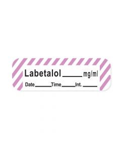 Anesthesia Label with Date, Time & Initial (Paper, Permanent) Labetalol mg/ml 1 1/2" x 1/2" White with Violet - 600 per Roll