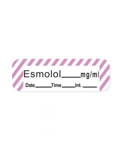 Anesthesia Label with Date, Time & Initial (Paper, Permanent) Esmolol mg/ml 1 1/2" x 1/2" White with Violet - 600 per Roll