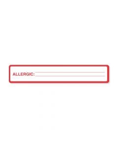 Label Paper Removable Allergic: 5 1"/2" x 1", White with Red, 500 per Roll