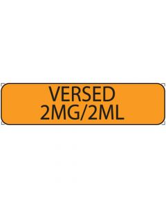 Label Paper Removable Versed 2mg/2ml, 1" Core, 1 1/4" x 5/16", Fl. Orange, 760 per Roll