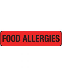 Label Paper Permanent Food Allergies 1" Core 1 1/4"x5/16" Fl. Red 760 per Roll