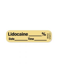 Label Paper Removable Lidocaine % Date Time, 1" Core, 1 7/16" x 3/8" , Tan, 666 per Roll