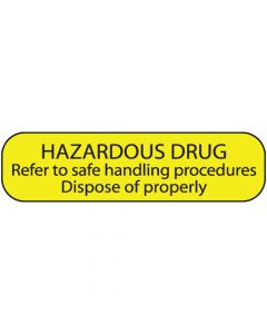 Label Paper Permanent Hazardous Drug Refer 1" Core 1 7/16"x3/8" Yellow 666 per Roll