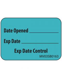 Label Paper Removable Date Opened Exp Date, 1" Core, 1 7/16" x 1", Blue, 666 per Roll