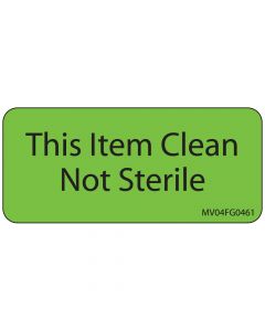 Label Paper Removable This Item Clean, 1" Core, 2 1/4" x 1", Fl. Green, 420 per Roll