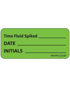 Label Paper Permanent Time Fluid Spiked, 1" Core, 2 1/4" x 1", Fl. Green, 420 per Roll