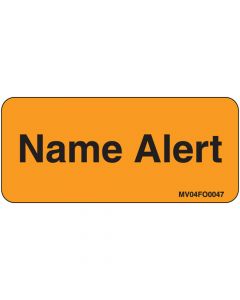 Label Paper Removable Name Alert, 1" Core, 2 1/4" x 1", Fl. Orange, 420 per Roll