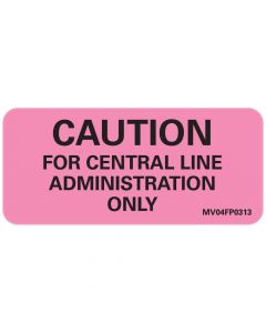 Label Paper Removable Caution For Central, 1" Core, 2 1/4" x 1", Fl. Pink, 420 per Roll