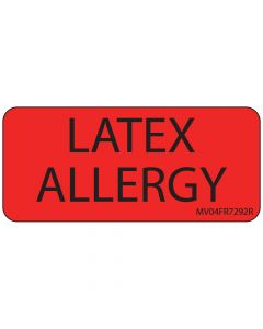 Label Paper Removable Latex Allergy, 1" Core, 2 1/4" x 1", Fl. Red, 420 per Roll