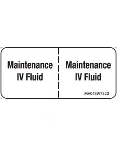 Label Paper Removable Maintence IV Fluid, 1" Core, 2 1/4" x 1", White, 420 per Roll