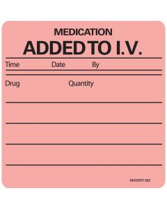 Label Paper Permanent Medication Added To, 1" Core, 2 7/16" x 2 1/2", Fl. Red, 400 per Roll