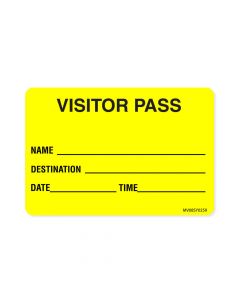 Visitor Pass Label Badges Paper Permanent "Visitor Pass" 2-15/16" X 2" Yellow, 333 per Roll