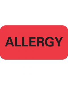 Label Paper Removable Allergy, 1" Core, 1 1/2" x 3/4", Red, 1000 per Roll