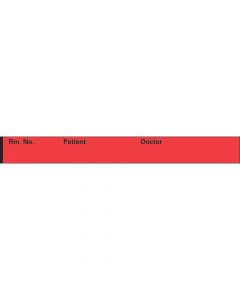 Binder/Chart Tape Removable "Rm. No. Patient", 1'' Core, 1/2 '' x 500'', Red, 111 Imprints, 500 Inches per Roll