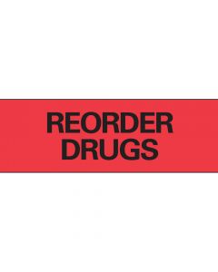 Binder/Chart Tape Removable "Reorder Drugs", 1'' Core, 3/4 '' x 500'', Red, 222 Imprints, 500 Inches per Roll