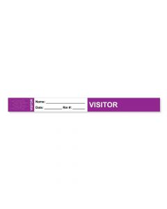 Visitor Pass Wristband Tamper-Evident Tyvek® Visitor Name: 1" x 10" Adult Purple - 1000 per Case