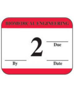 Label Synthetic Permanent Biomedical Engineering  1-1/4" X 1" White with Red, 1000 per Roll