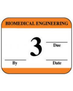 Label Synthetic Permanent Biomedical Engineering  1-1/4" X 1" White with Orange, 1000 per Roll