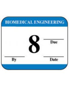 Label Synthetic Permanent Biomedical Engineering 1-1/4" x 1" White with Light Blue, 1000 per Roll