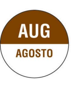 Label Paper Permanent Aug Agosto  White and Brown 1000 per Roll