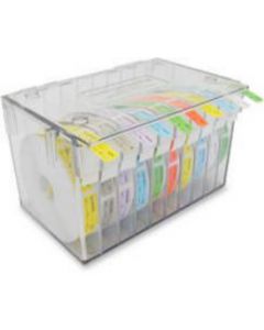 Dispenser Holds up to 10 Rolls of 1/2 Wide Labels Plastic 8-1/4 x 5 x 5-1/2 Clear 1 per Each