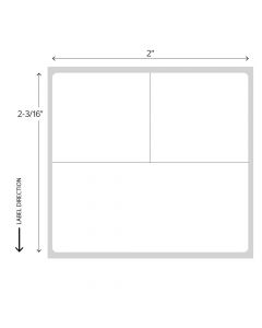 Direct Thermal Lab Label,  Paper, 2" x 2-3/16", 1" Core, White, 1 roll of 1250 labels