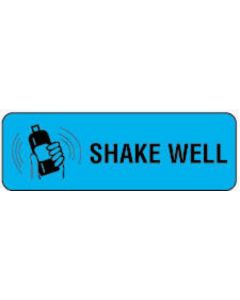 Communication Label (Paper, Permanent) Shake Well, 1 1/2" x 1/2" Blue - 1000 per Roll