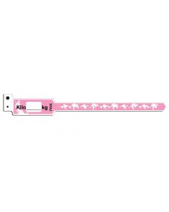 KangaBand® Write-on Wristband Poly 1"x10 1/4" Pediatric Pink with Black Imprint - 250 per Box 