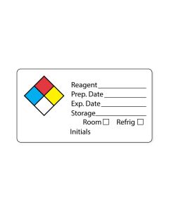 Hazard Label (Paper, Permanent) Reagent ___ Prep  3"x1 5/8" White - 1000 Labels per Roll