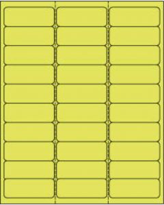 Chart Labels Laser Portrait 2 5/8"x1 Fluorescent Yellow - 30 per Sheet, 30 Sheets per Pack