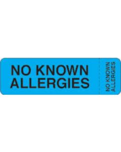 Label Wraparound Paper Removable No Known Allergies 2-7/8" X 7/8" Light Blue, 1000 per Roll