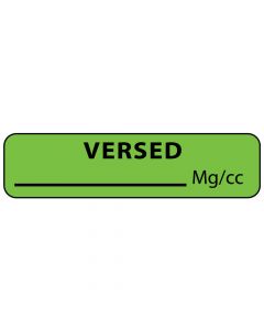 Label Paper Permanent Versed mg/cc, 1" Core, 1 1/4" x 5/16", Fl. Green, 760 per Roll