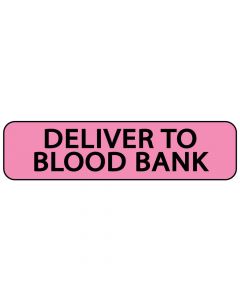 Label Paper Permanent Deliver to Blood 1" Core 1 1/4"x5/16" Fl. Pink 760 per Roll