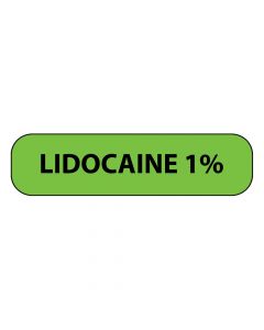 Label Paper Removable Lidocaine 1"% 1 Core 1 7/16" x 3/8", Fl. Green, 666 per Roll