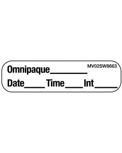 Label Paper Removable Omnipaque Date Time, 1" Core, 1 7/16" x 3/8", White, 666 per Roll