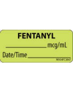 Label Paper Removable Fentanyl, 1" Core, 2 1/4" x 1", Fl. Chartreuse, 420 per Roll