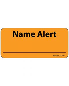 Label Paper Removable Name Alert, 1" Core, 2 1/4" x 1", Fl. Orange, 420 per Roll