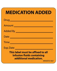 Label Paper Removable Medication Added, 1" Core, 2 7/16" x 2 1/2", Fl. Orange, 400 per Roll