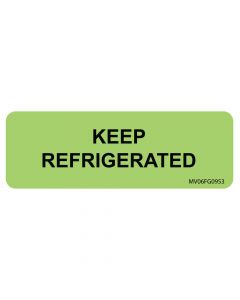 Communication Label (Paper, Removable) "Keep Refrigerated" 2 15/16" x 1" Flourescent Green - 333 per Roll