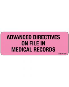 Label Paper Removable Advanced Directives, 1" Core, 2 15/16" x 1", Fl. Pink, 333 per Roll