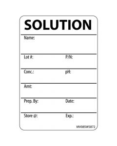 Label Paper Removable Solution Name:, 1" Core, 2" 15/16" x 2, White, 333 per Roll