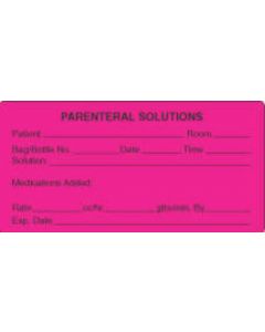 Label Paper Permanent Parenteral Solutions 1 1/2" Core 4" x 2, Fl. Pink, 250 per Roll