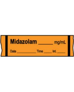 Anesthesia Tape with Date, Time & Initial (Removable) Midazolam mg/ml 1/2" x 500" - 333 Imprints - Orange - 500 Inches per Roll