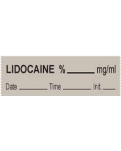 Anesthesia Tape with Date, Time & Initial (Removable) Lidocaine % 1/2" x 500" - 333 Imprints - Gray - 500 Inches per Roll